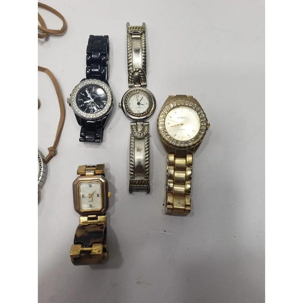Mixed Lot Of 9 Wrist Watches 2 Tone Gossip Geneva Quartz Not Tested Used